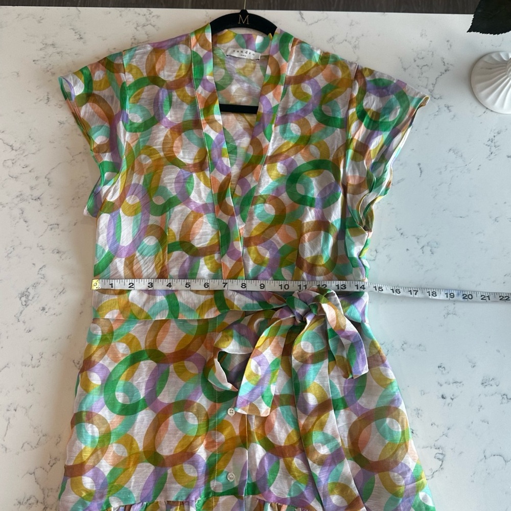 Sandro Printed Linen and Silk-blend Midi Dress - Size 38FR/6 US - Picture 14 of 14